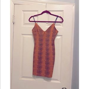 Orange snake print mini dress